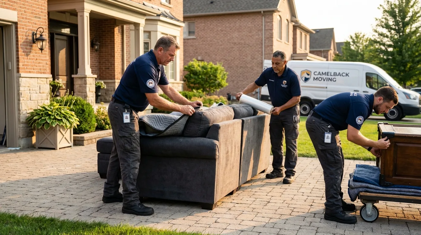 Large estate moving crew wrapping furniture in Thompson Falls, MT